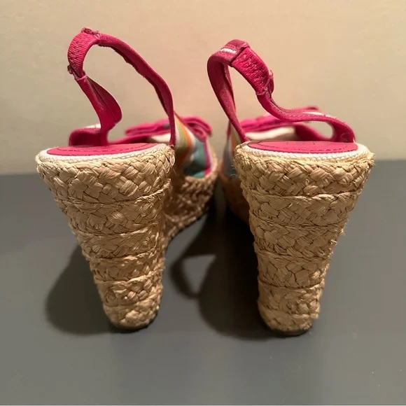 Coach Grace Watercolor straw wedge sandals multicolored Y2K Size 8.5 - Picture 4 of 11